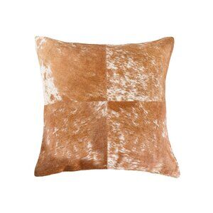 Natural Home Decor Torino Cowhide Pillow | 1-Piece | S & p brown/white | 18"x18"